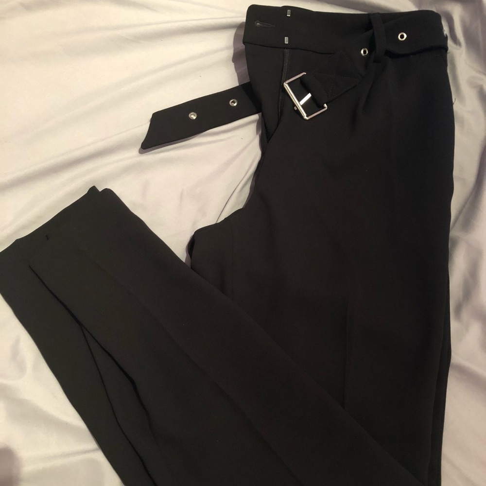 Black ankle high rise pants
